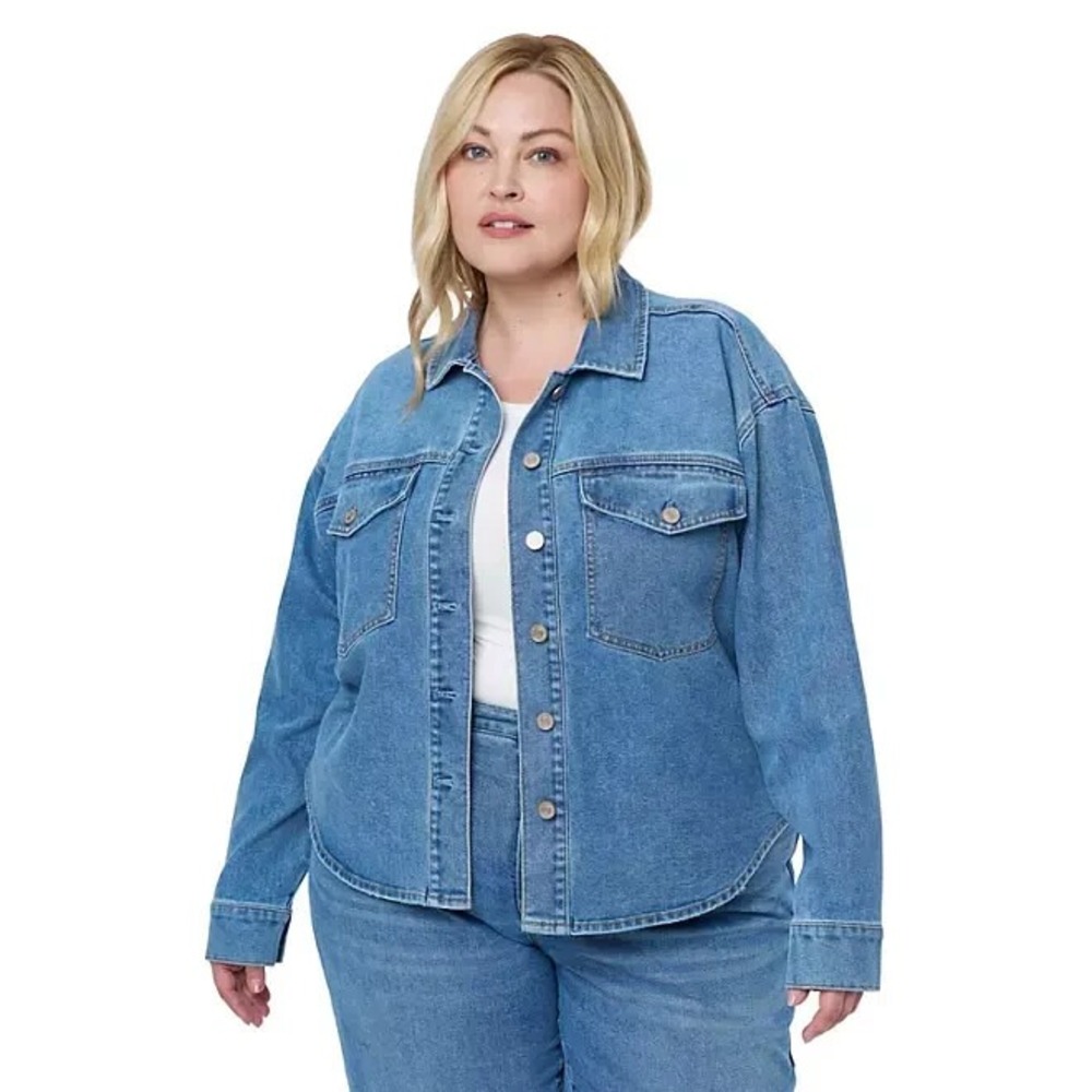 Edited by Remi Bader Womens Blue Denim Top Button-Up Size 1X NWT